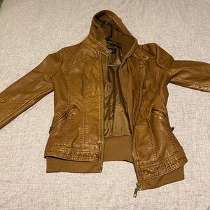 Faux brown leather jacket